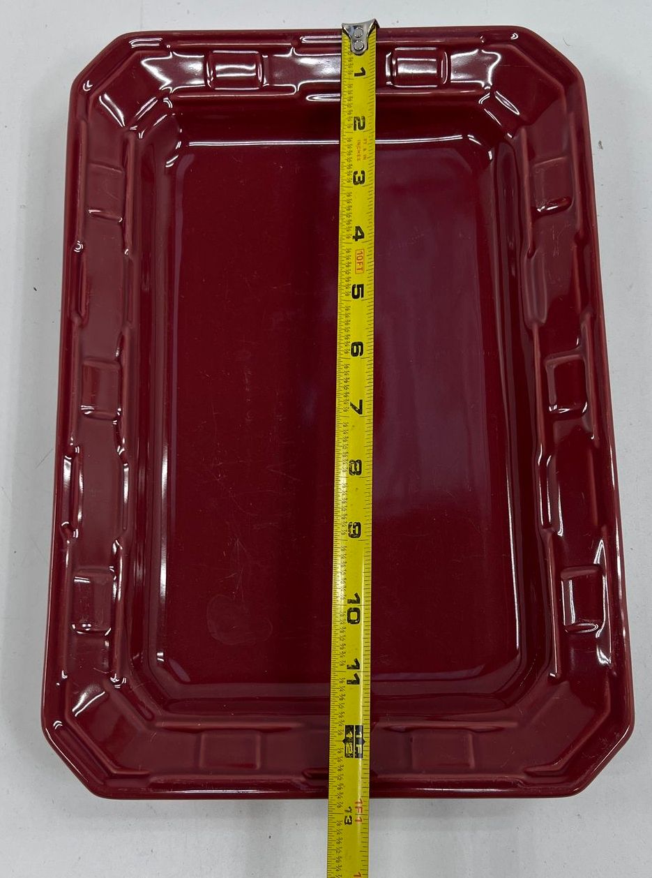 Collectible Kitchenware Longaberger Pottery Red Rectangular Serving Tray Platter