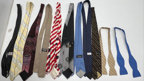 Lot of 10 Vintage Men's Neck Tie & Bow Tie Collection Silk Blend Assorted