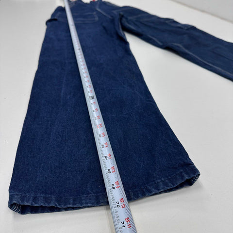 Vintage 90s Key Imperial Denim Bib Overalls Striped Straps Sz 36 x 34