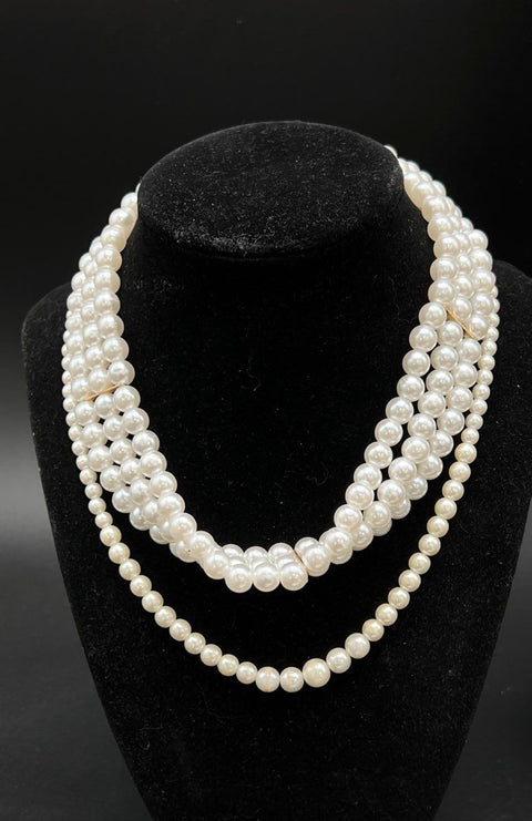 Faux Pearl Costume Jewelry Lot Necklaces Bracelets Multi-Strand Classic 18pc