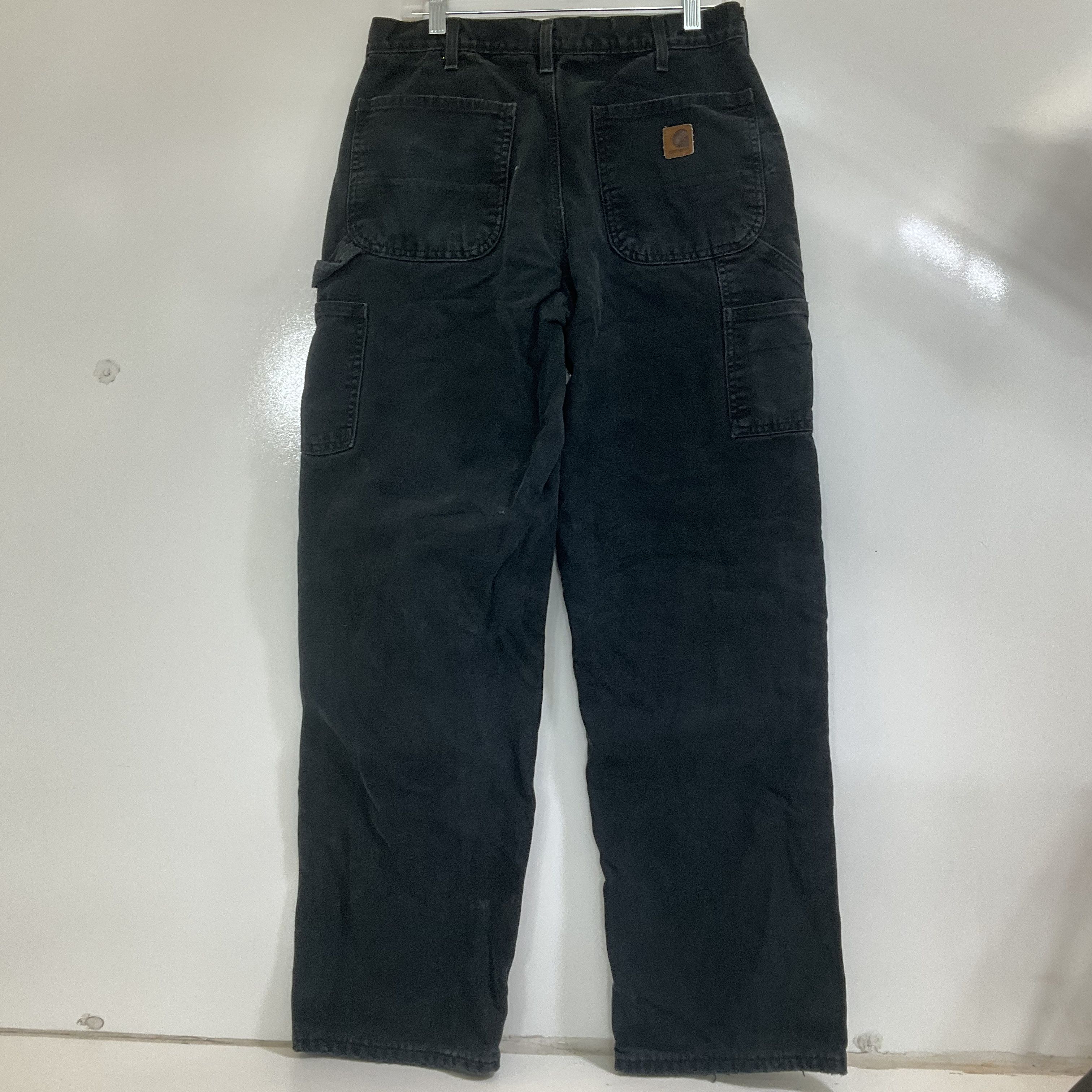 Carhartt B111 Flannel Lined Washed Duck Dungaree Pants Black Men's 33x32