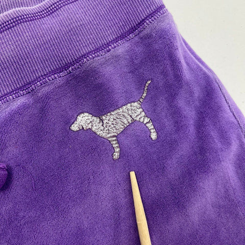 Vintage Y2K VS PINK Women's Purple Velour Wide Leg Flare Lounge Pants M