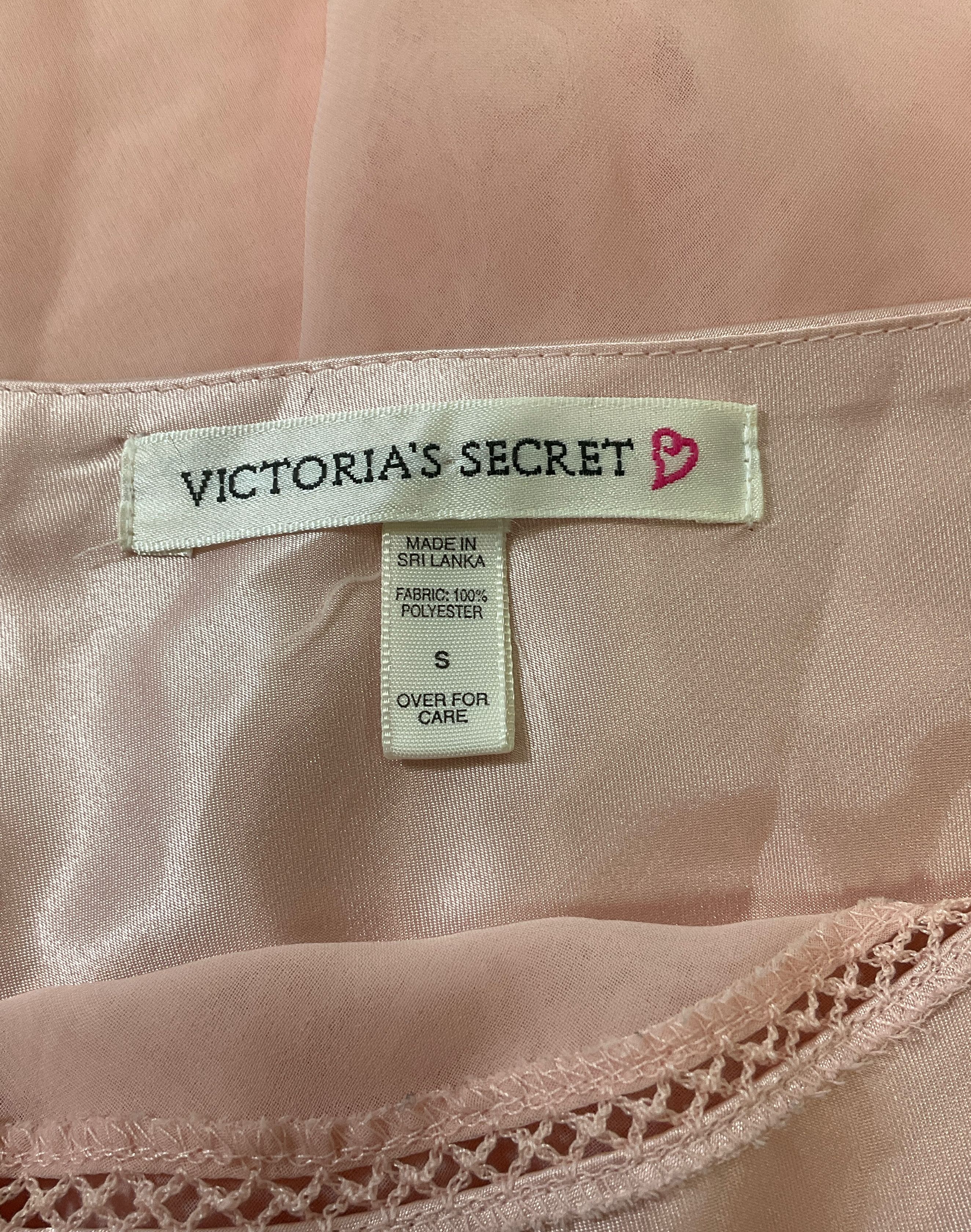 Victoria's Secret Pink Satin Chiffon Babydoll Chemise Hanky Hem Sz S Vintage Y2K