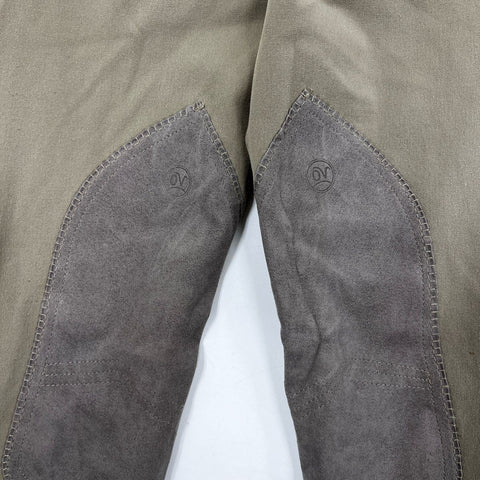 Ovation Equestrian Knee Patch Riding Jodhpurs Breeches Taupe Tan Sz 32/L