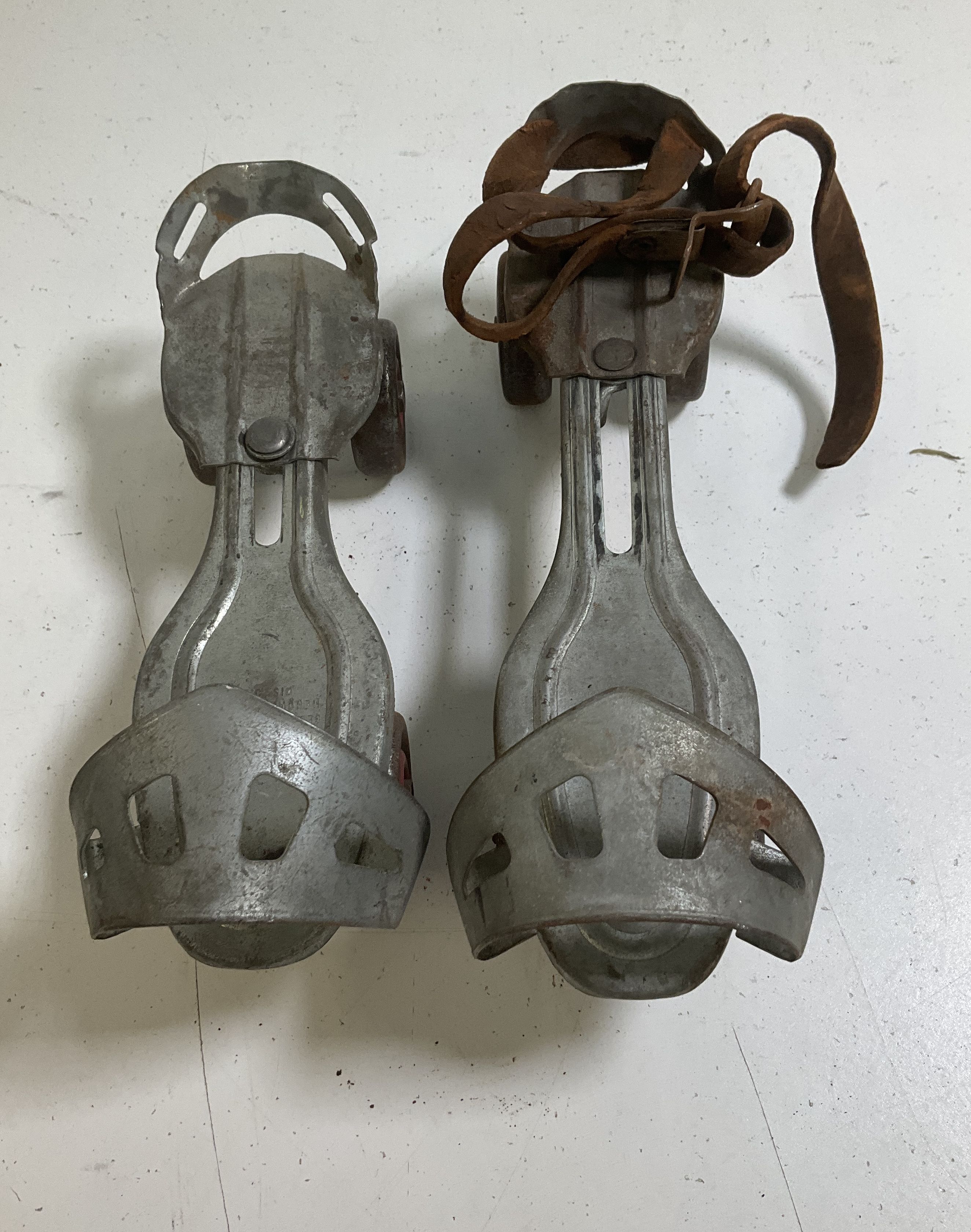 Vintage Lot of 2 Chicago & Globe Metal Clamp-On Roller Skates Mid-Century