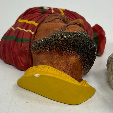 Vintage Legend Products Robin Hood & Bossons Punjabi Chalkware Wall Head Lot