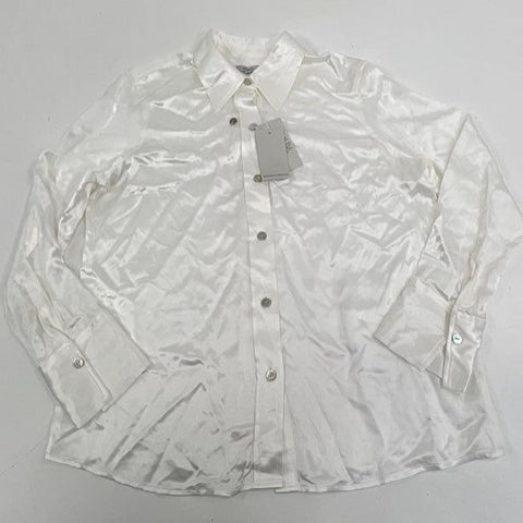 Rails Women's Ivory Andrea Satin Button Up Shirt Top Size M NWT