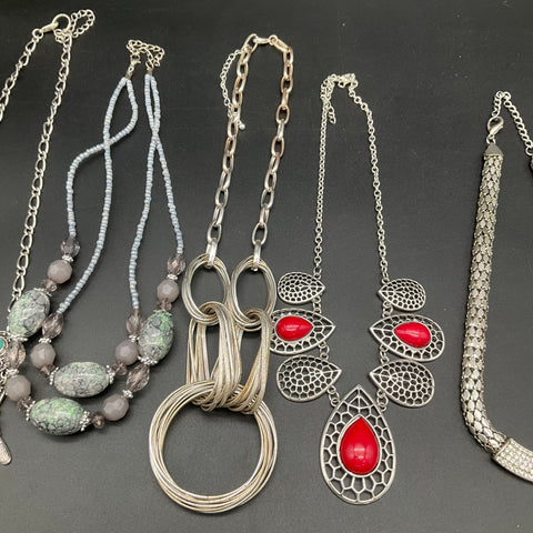 Vintage and Modern Statement Necklace Lot of 7 Bib Mesh Boho Charm Rhinestone