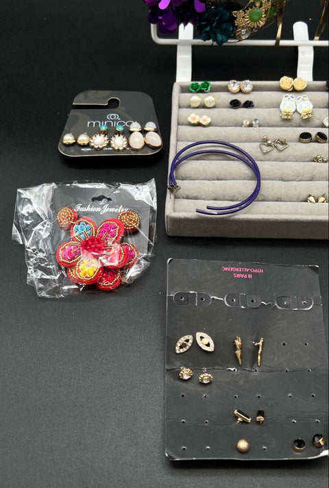 Fashion Jewelry Lot of 60+ Pairs Earrings Studs Dangles Lux Accessories Minica