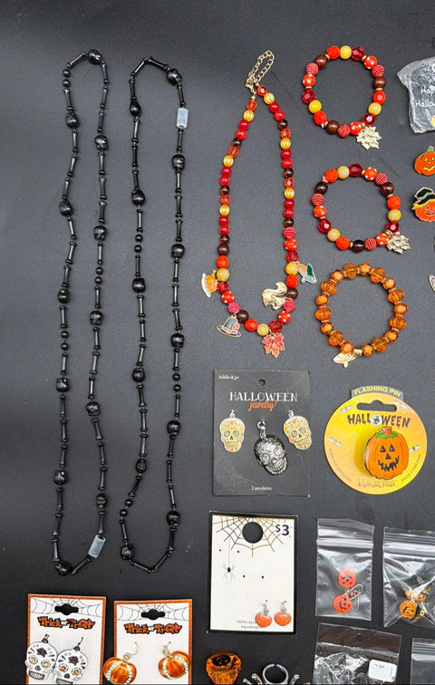 Halloween Fall Thanksgiving Jewelry Lot 40+ Pc Necklaces Bracelets Earrings 2lb