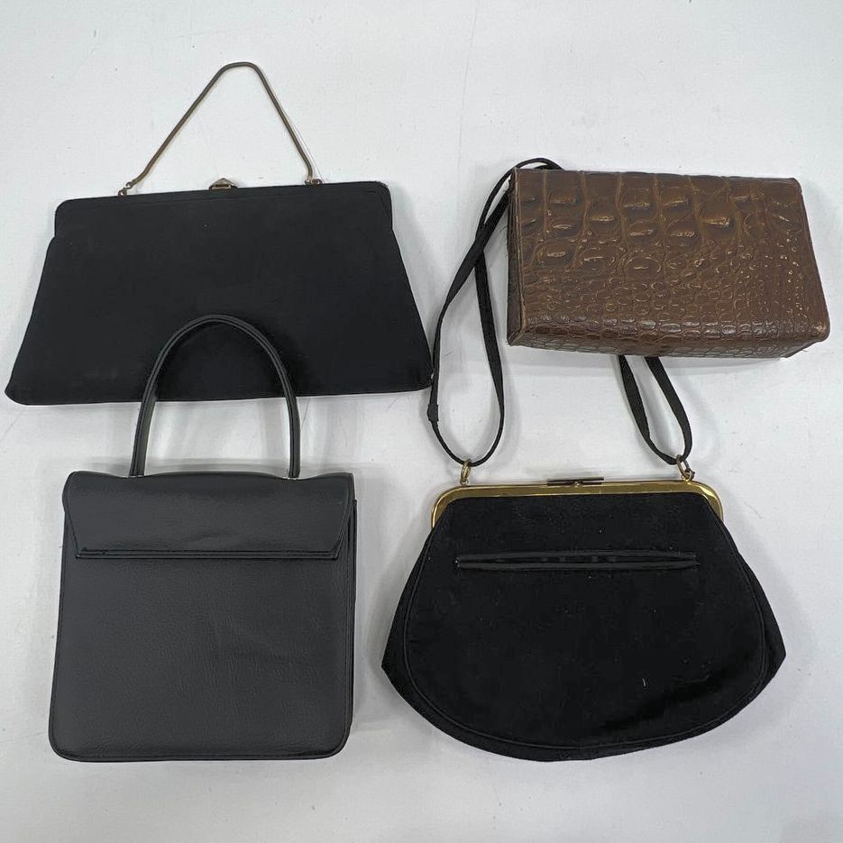 Vintage Mid Century Purse Clutch Handbag Lot 4 Mixed Unbranded Croc Embossed
