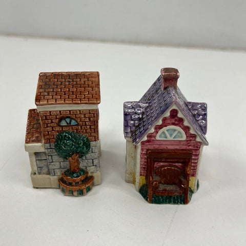 1995 Fitz and Floyd Omnibus Village House Lot Jars Shakers Grocery Sweets Bank