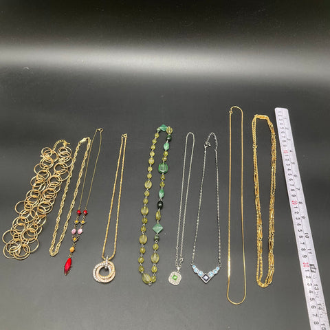 Fashion Jewelry Lot of 8 Necklaces Gold Silver Tone Rhinestone Beaded Wearable