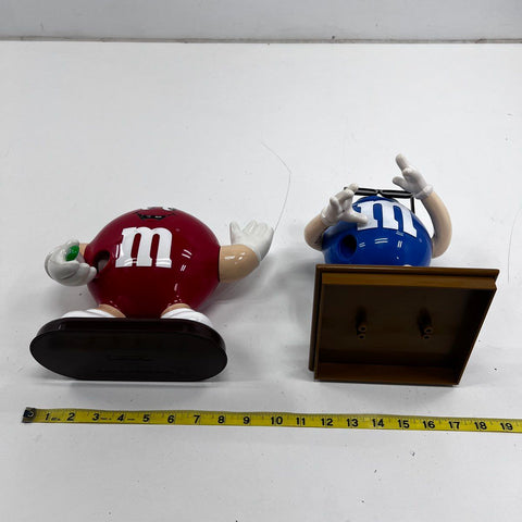 M&M's Candy Dispenser Lot Red and Blue Character Figures Vintage 1991
