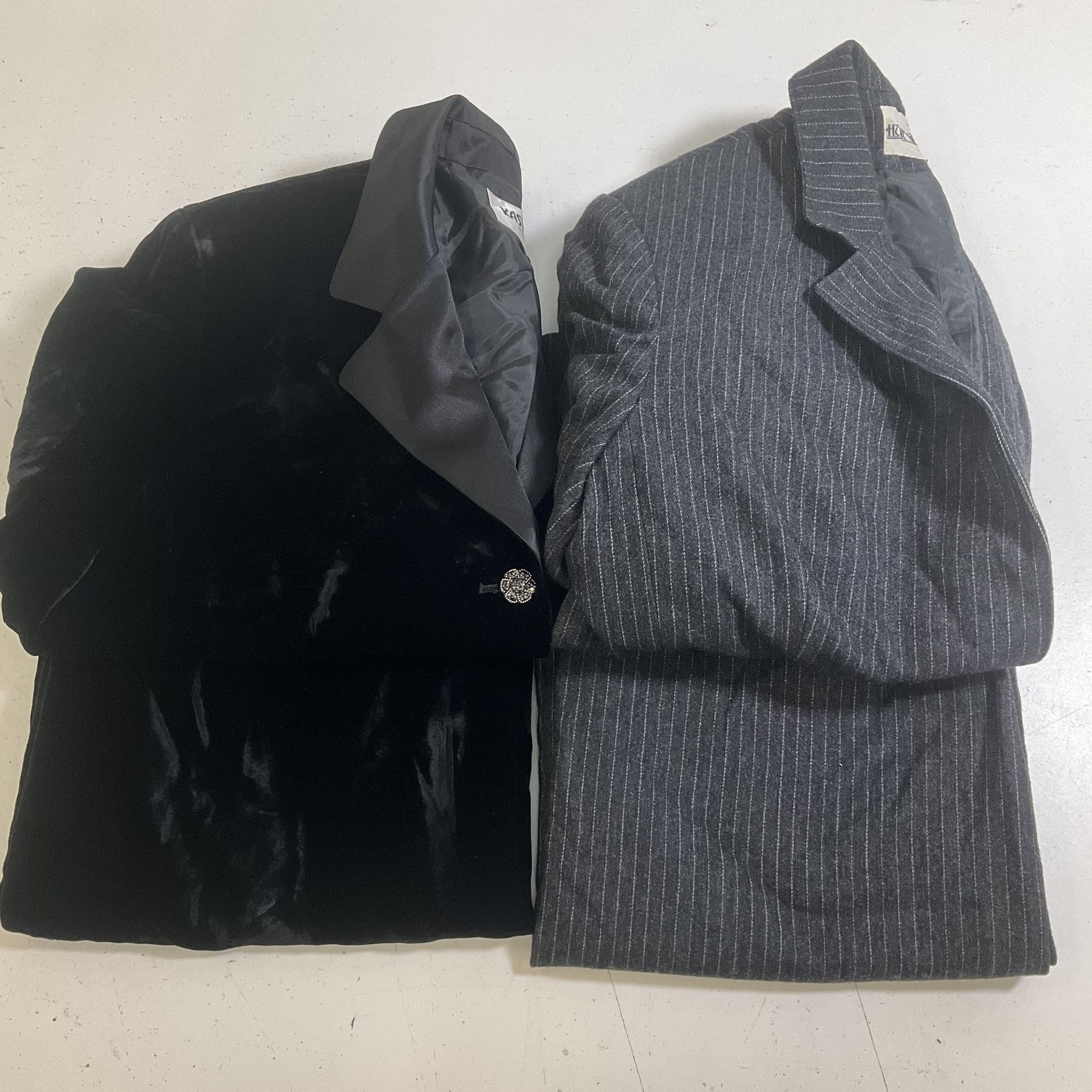 Vintage Lot 2 Women's Skirt Suits Kasper Koret Pinstripe Velvet 80s 90s 14P
