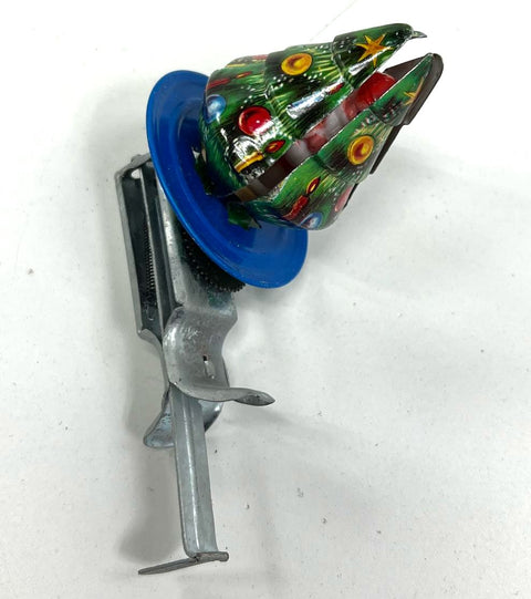 Vintage 1975 Shackman Santa Spinner Tin Litho Christmas Tree Toy Molto Box