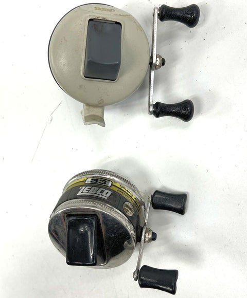 Vintage Zebco 33 & 404 Spincast Fishing Reels Lot of 2 Silver & Black