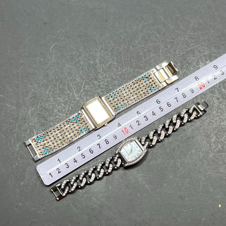 2 Chico's Rhinestone Band Wristwatches New Battery