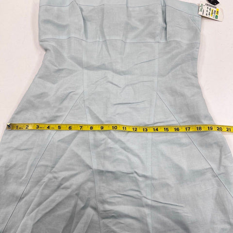 Isabella DeMarco Women's Natalia Dress Feather Blue Square Neck Linen Sz 10 NWT