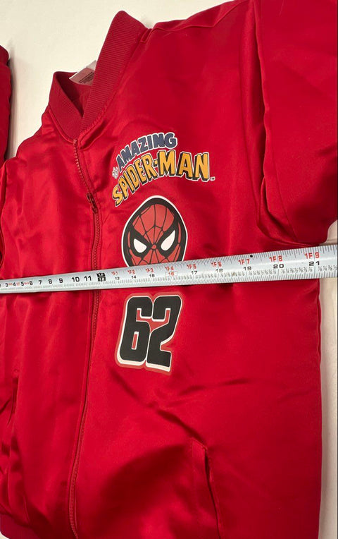 Marvel Mens The Amazing Spider-Man Red Full Zip Bomber Jacket Graphic Patch Sz S