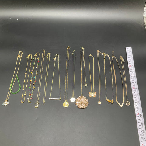Madewell Zinc Modern Boho Gold Tone Beaded Pendant Necklace Jewelry Lot of 14