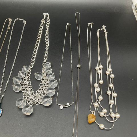 Vintage to Modern Costume Jewelry Lot of 18 Necklaces Silver Gold Tone Pendants