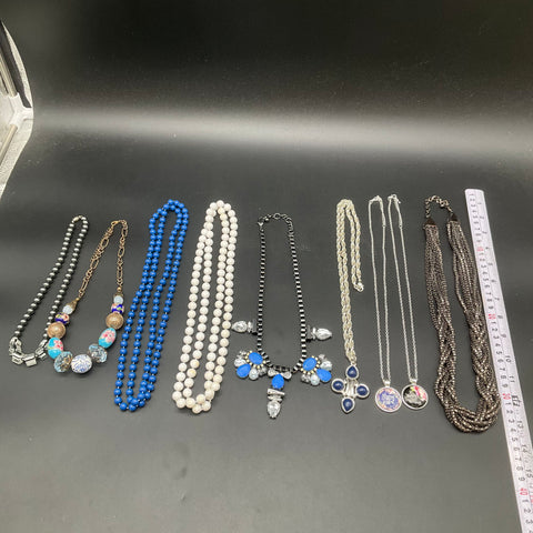 Fashion Jewelry Lot of 9 Necklaces Statement Beaded Faux Pearl Cross Pendants