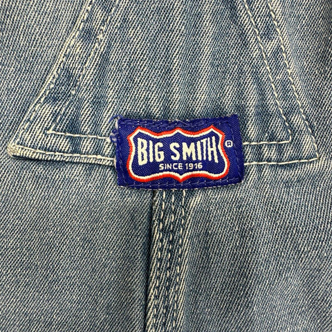 Vintage Big Smith Men's Denim Bib Overalls Blue Distressed Workwear Sz 44x29