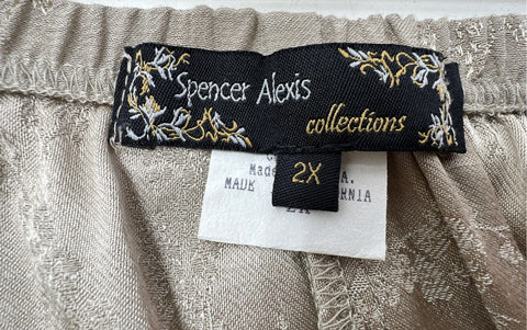 Vintage 90s Spencer Alexis Women's 2-Piece Skirt Set Champagne Jacquard 2X