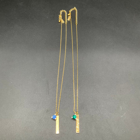 Kate Spade Gold Tone Lot of 2 Necklaces Spark Envy True Blue Bar Pendants