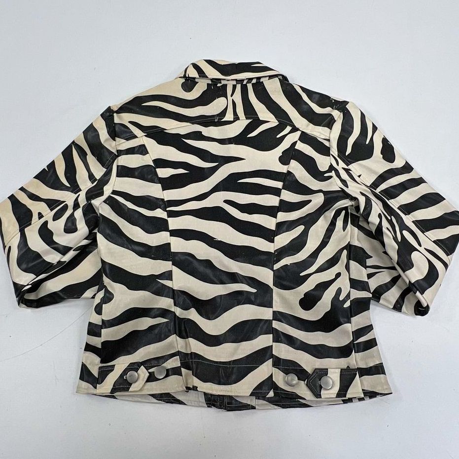 Vintage Y2K BB Dakota Zebra Print Faux Leather Distressed Jacket Womens L
