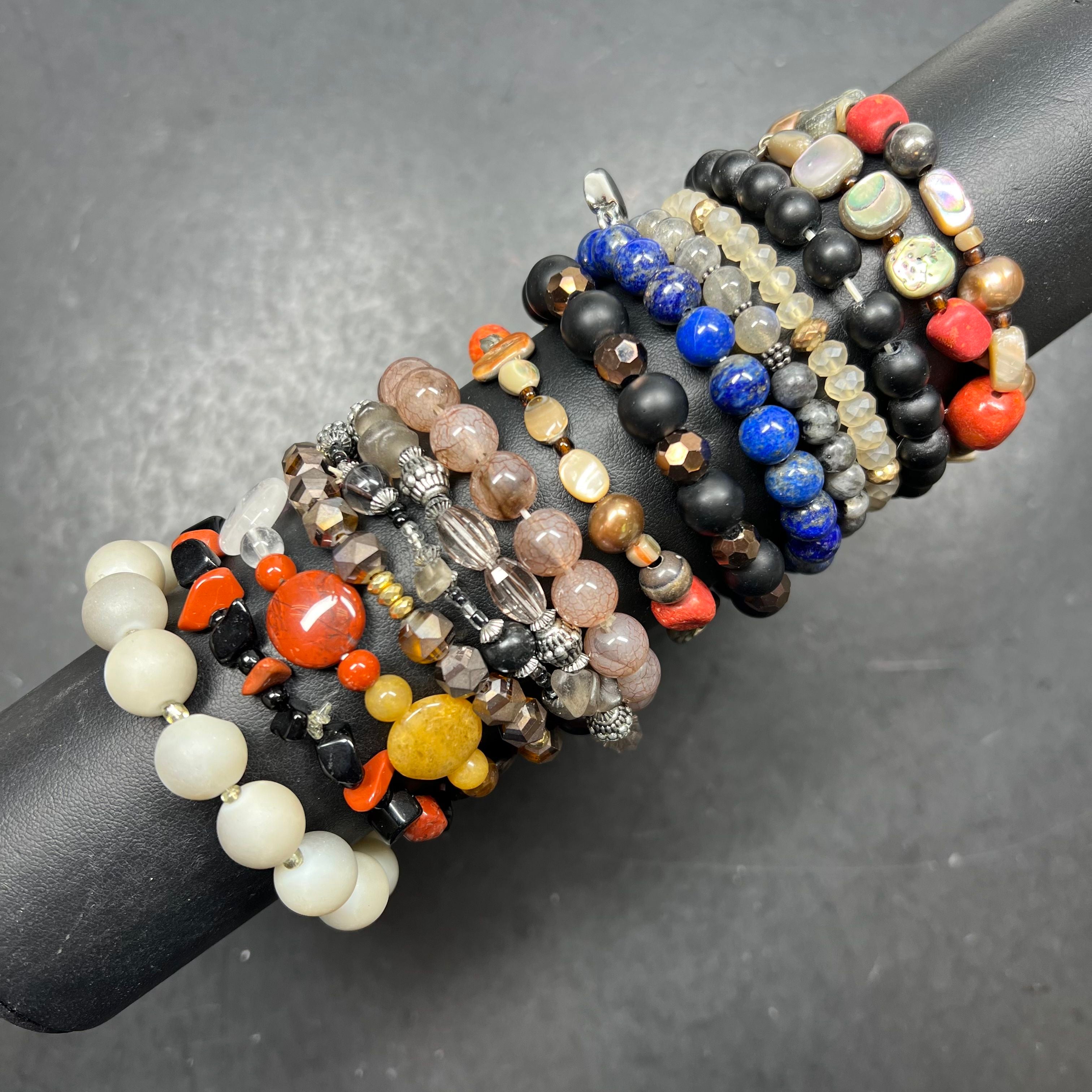 Earthy Natural Beaded Bracelets Elastic