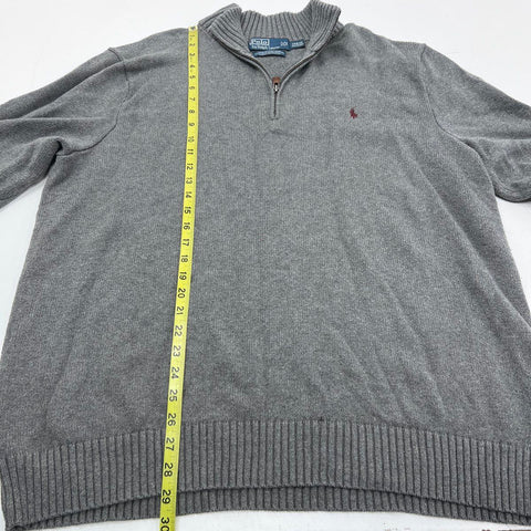 Polo Ralph Lauren Men's Gray Quarter Zip Cotton Sweater Sz 2XB