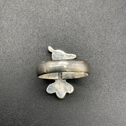 Vintage Silver Tone Turquoise Chip Inlay Bird Ring Southwestern Style Size 7.5
