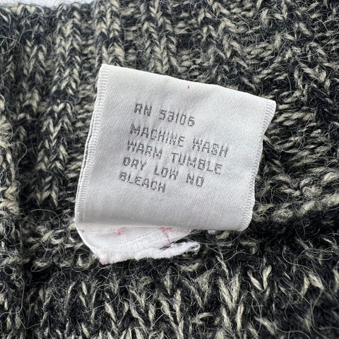 Vintage 80s Fashioned by Jove Black Gray Chunky Knit Cardigan Sweater Women's M