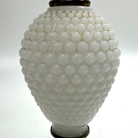 Vintage Milk Glass Hobnail Table Lamp Pair 11.5" White Mid-Century 2 Piece Set