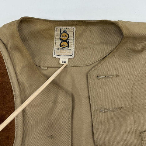 Vintage 80s Bob Allen Tan Shooting Hunting Field Jacket Leather Pad Mens 38