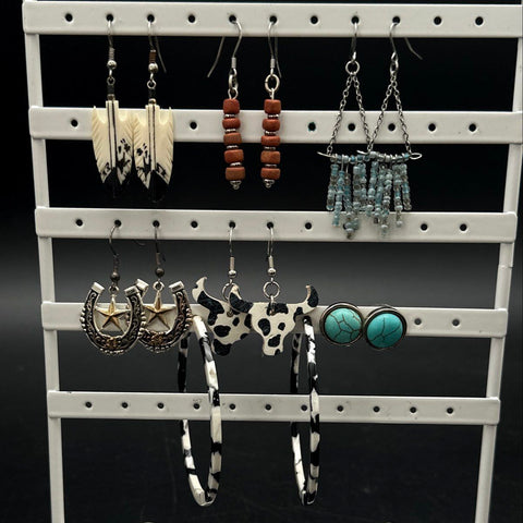 Southwestern Western Costume Jewelry Lot Turquoise Tone Necklaces Earrings 20+