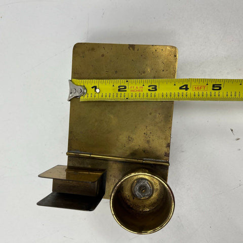 Vintage Swiss Music Box Brass Filigree Desk Caddy Inkwell Letter Holder