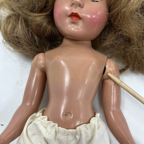 Vintage Hard Plastic Doll Blonde Hair Sleep Eyes 1950s Mid Century