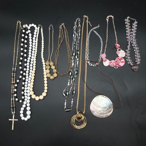 Vintage to Modern Costume Jewelry Necklace Lot 1.5 Lbs Beaded Pendants Statement