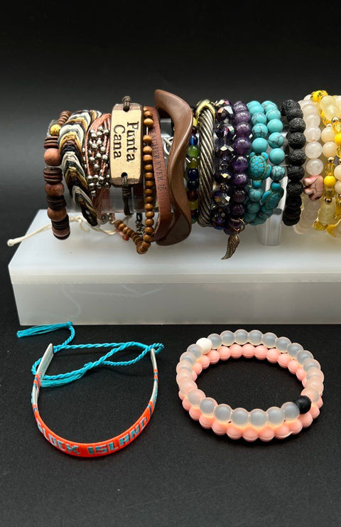 Bohemian Southwestern Beaded & Souvenir Jewelry Lot of 25 Bracelets Cuffs