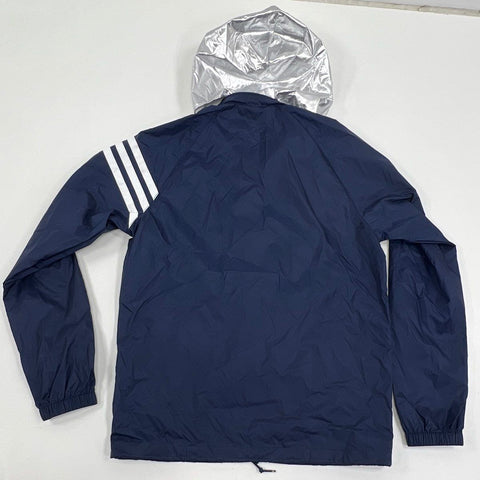 Adidas Human Made Men's Reversible Windbreaker Jacket Navy Silver Hooded Sz S
