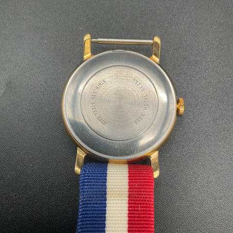 Vintage Uncle Sam Vote Manual Wind Watch Gold Tone Case Patriotic NATO Strap
