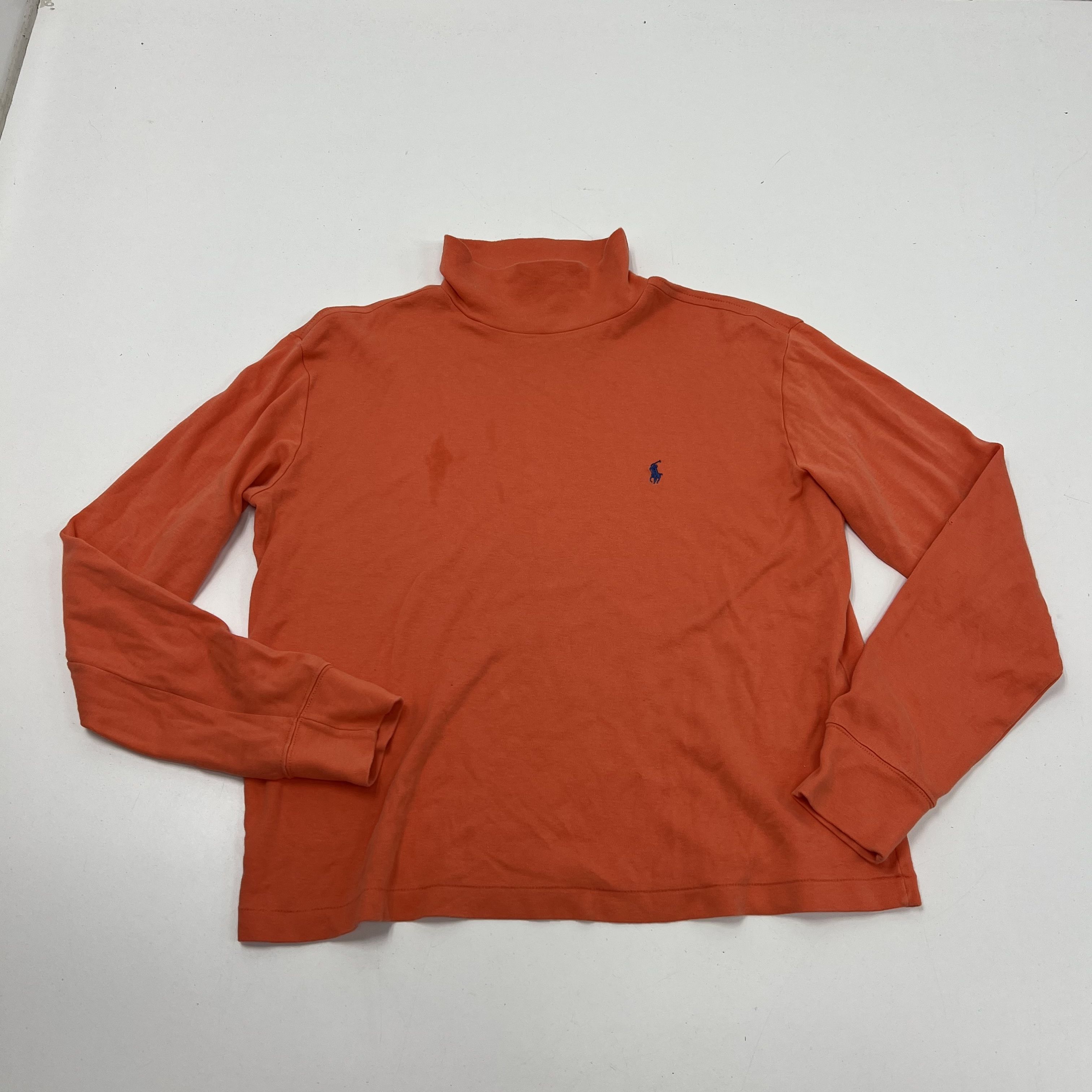 Ralph Lauren Sport Cotton Pullover Mockneck Long Sleeve Top Orange Womens M