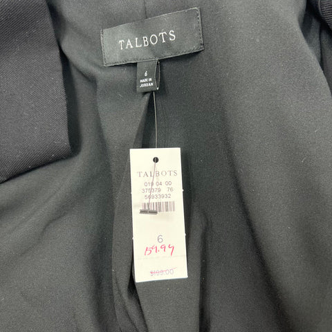 Talbots NWT Black Double Breasted Tencel Linen Blend Blazer Women's Size 6