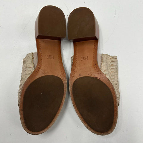 Frye Cindy Wave Off White Leather Mule Slide Heels Size 9.5