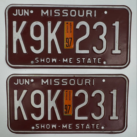 1997 Missouri License Plate Lot of 4 Two Matched Pairs Vintage Show-Me State