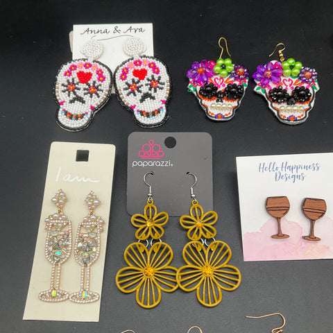 Caroline Hill Paparazzi Anna & Ava Novelty Beaded Acrylic Earring Lot of 9 Pairs