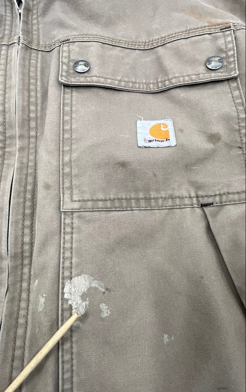 Carhartt Quick Duck Canvas Full Zip Work Jacket Brown Sz XL